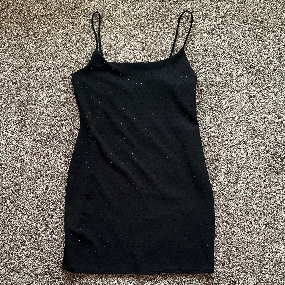 Windsor Black Mini Slip Dress with Subtle Stud Detail